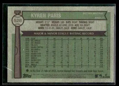 2025 Topps Heritage Kyren Paris #528 Los Angeles Angels