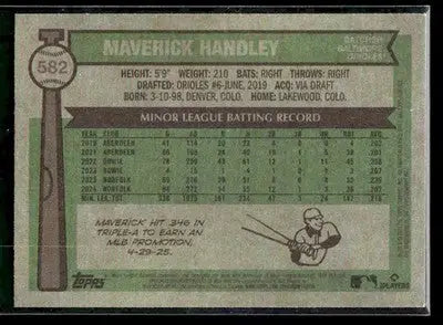 2025 Topps Heritage Maverick Handley #582 RC Baltimore Orioles