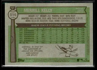 2025 Topps Heritage Merrill Kelly #514 Chrome Light Blue Sparkle Refr Rangers