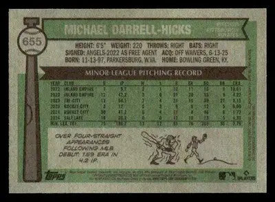 2025 Topps Heritage Michael Darrell-Hicks #655 RC Pittsburgh Pirates - Baseball Card Single