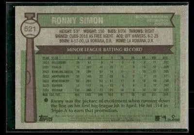 2025 Topps Heritage Ronny Simon #521 RC Pittsburgh Pirates