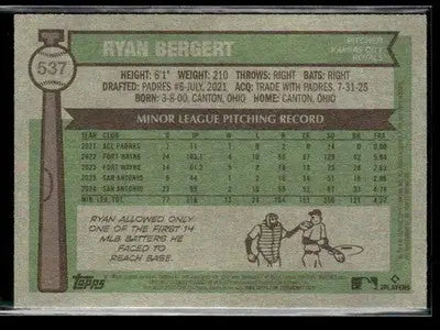 2025 Topps Heritage Ryan Bergert #537 RC Kansas City Royals