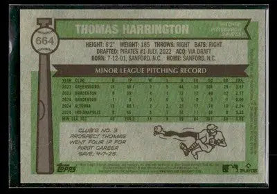2025 Topps Heritage Thomas Harrington #664 Chrome RC Pittsburgh Pirates - Baseball Card Single