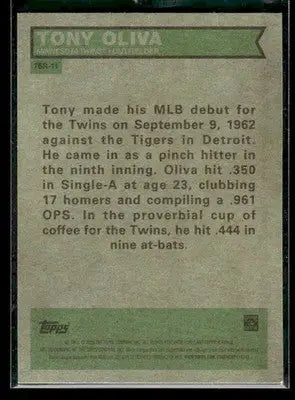 2025 Topps Heritage Tony Oliva #76R-11 1976 Retirees Minnesota Twins