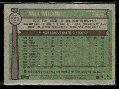 2025 Topps Heritage Will Wilson #583 RC Cleveland Guardians - Baseball Card Single