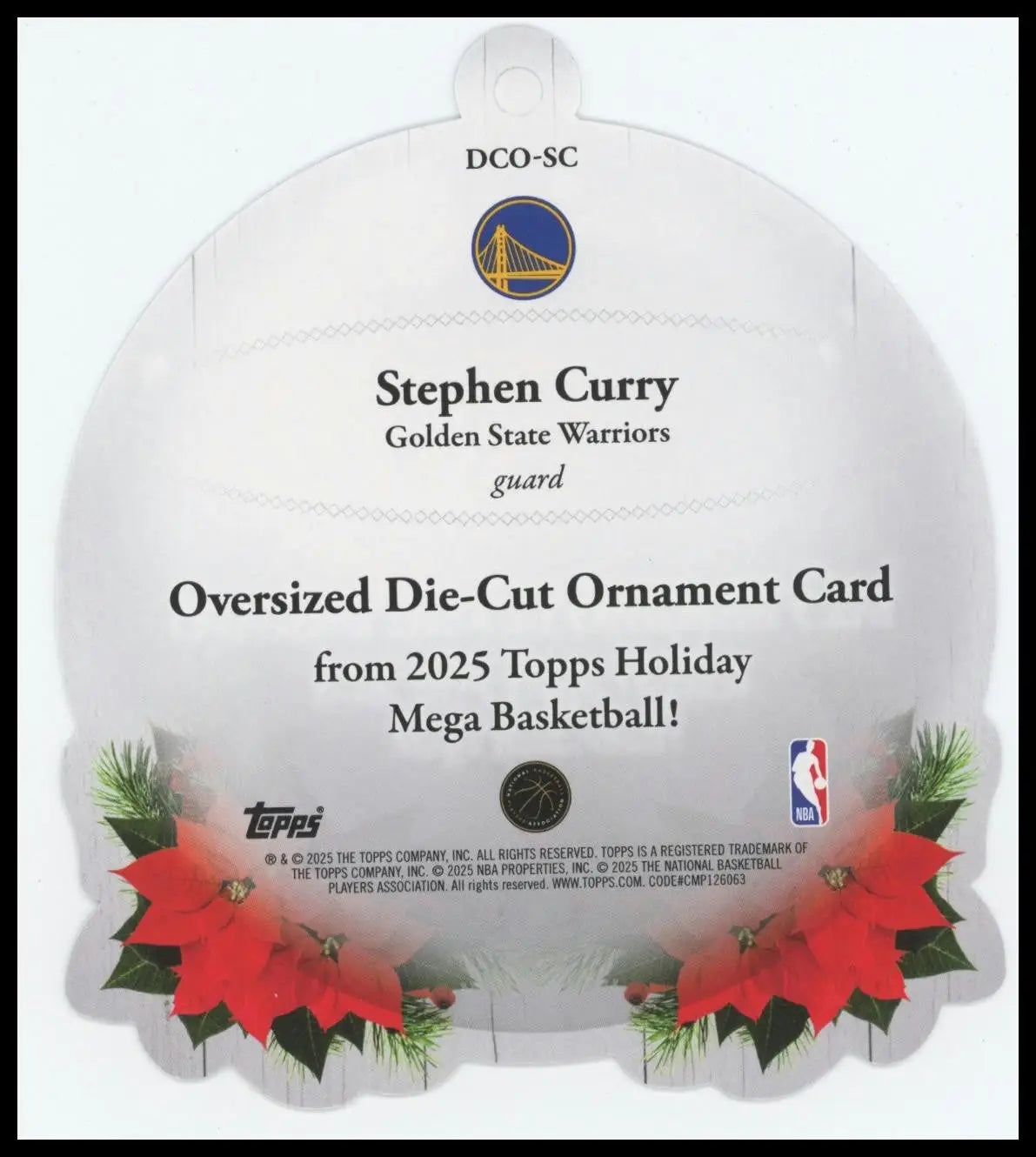 2025 Topps Holiday Die Cut Ornament Steph Curry #DCO-SC Golden State Warriors - Basketball Card Single