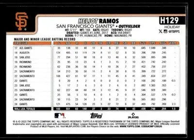 2025 Topps Holiday Heliot Ramos #H129 Green Holiday Plaid San Francisco Giants