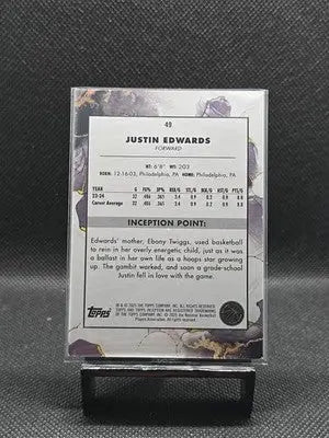 2025 Topps Inception Justin Edwards #49 RC Rookie Card /75 - Basketball Card Single