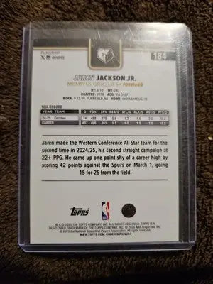 2025 Topps Jaren Jackson Jr #184 Memphis Grizzlies Near Mint - Trading Card