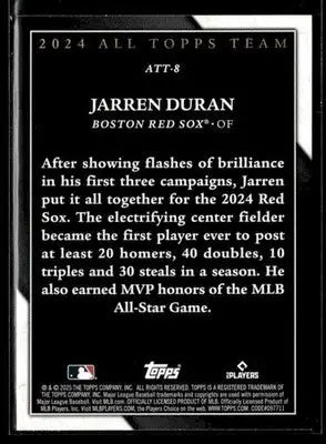 2025 Topps Jarren Duran #ATT-8 2024 All Topps Team Boston Red Sox