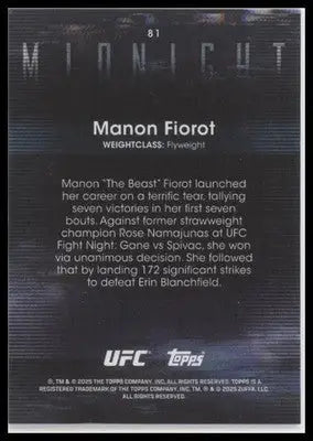 2025 Topps Midnight UFC #81 Manon Fiorot - UFC/MMA Card Single