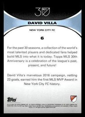 2025 Topps MLS 30th Anniversary Collection #6 David Villa