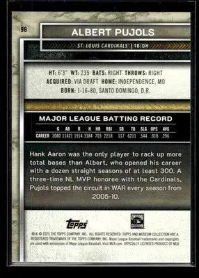 2025 Topps Museum Collection Albert Pujols #96 St. Louis Cardinals