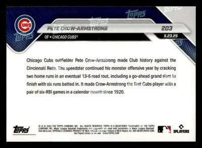 2025 Topps Now #203 Pete Crow-Armstrong 2nd 6 RBI Game