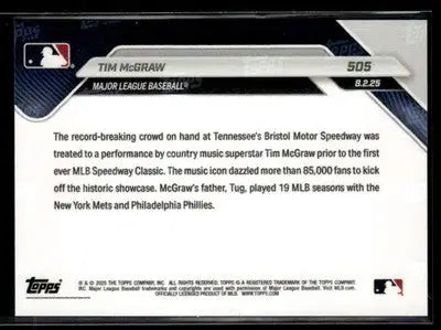 2025 Topps Now #505 Tim McGraw - Baseball Card Single