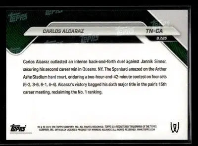 2025 Topps Now Carlos Alcaraz #TN-CA 6th Career Major - Other