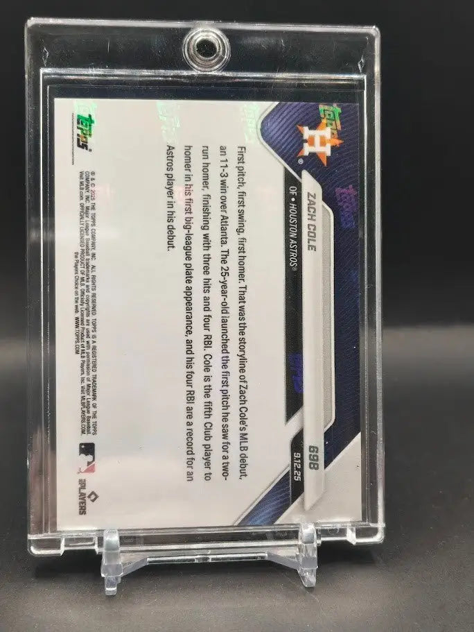 2025 Topps Now MLB 1st HR Zach Cole Houston Astros #698 ORANGE /25 COLOR MATCH - Baseball Card Single