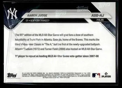 2025 Topps Now MLB All-Star Game #ASG-AJ Aaron Judge
