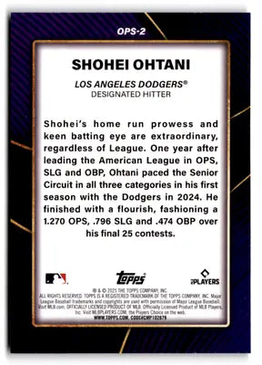 Shohei Ohtani baseball card from 2025 Topps OPS Bests collection with original gloss