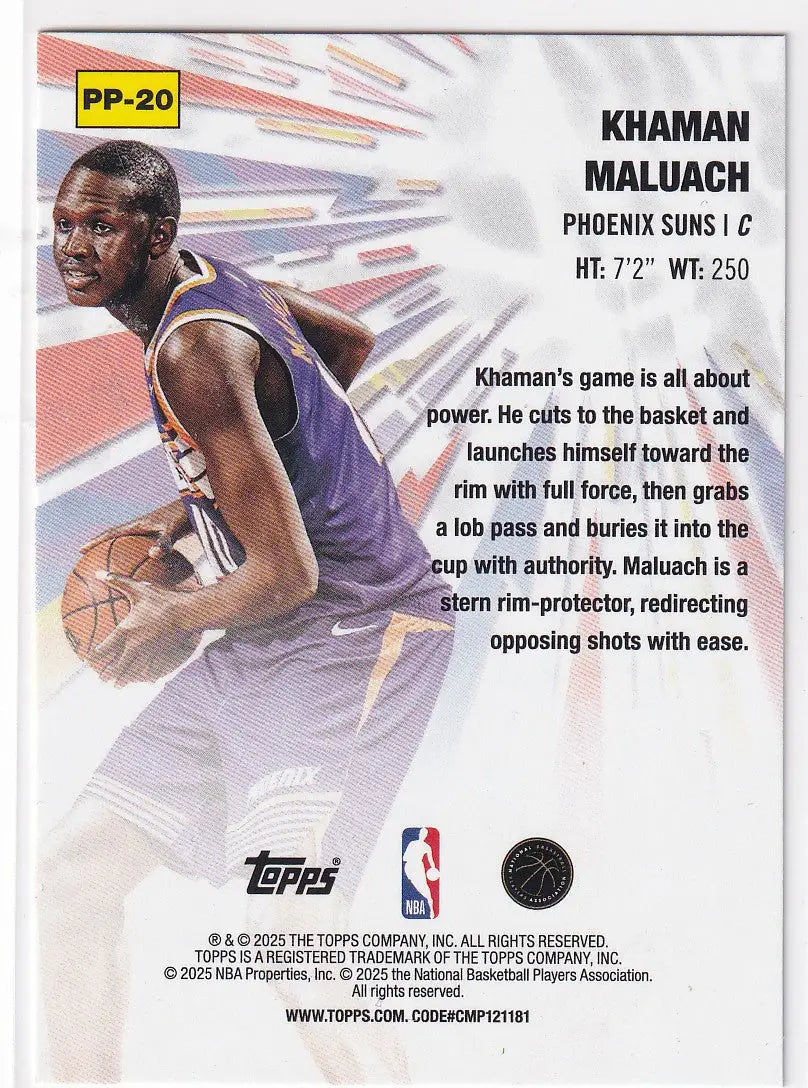 2025 TOPPS #PP-20 KHAMAN MALUACH POWER PLAYERS- PHOENIX SUNS - Basketball Card Single