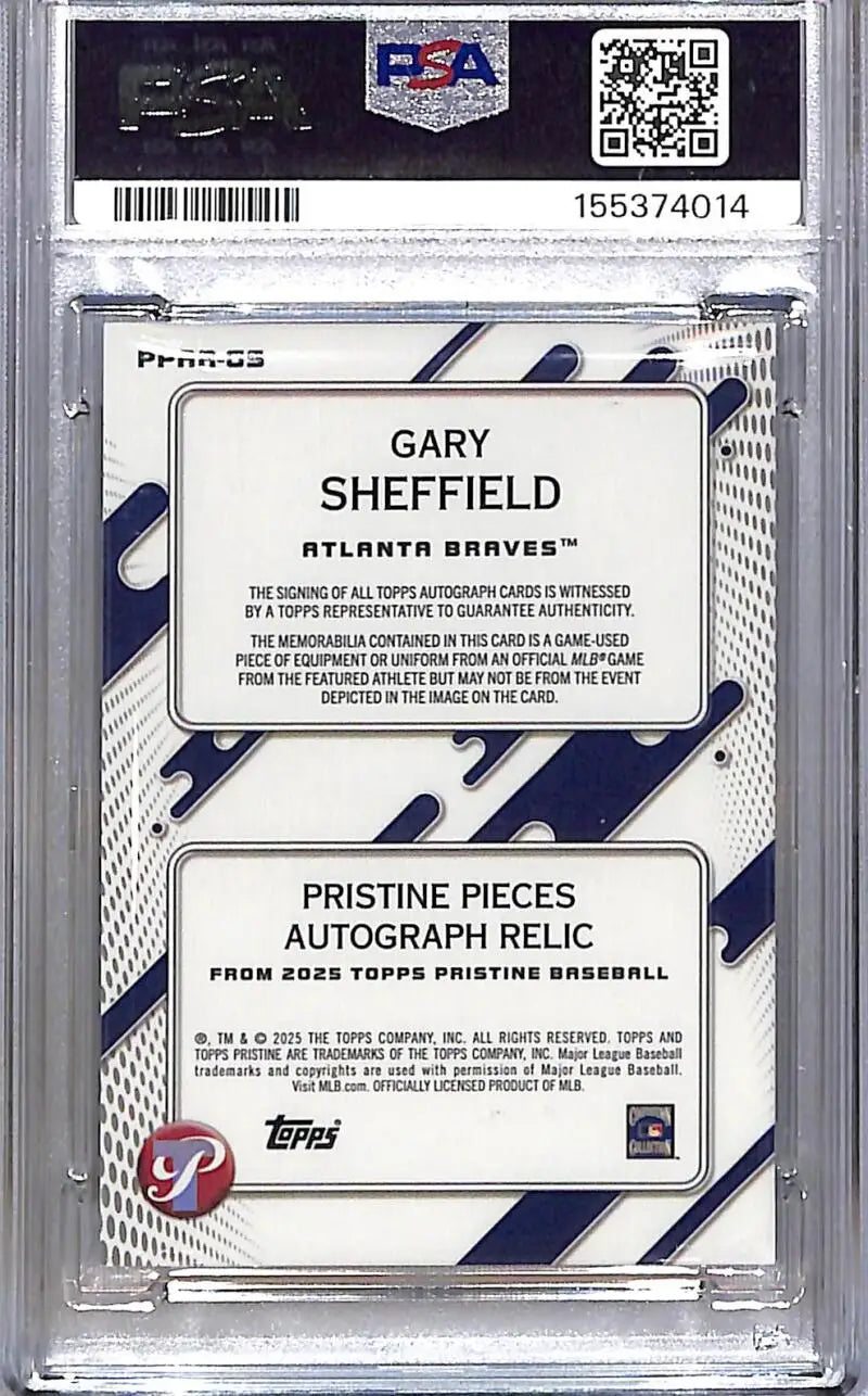 2025 Topps Pristine Pieces Blue #PPAR-GS Gary Sheffield PSA 9 MINT MEM Auto 15/75 Atlanta Braves - Baseball Card Single