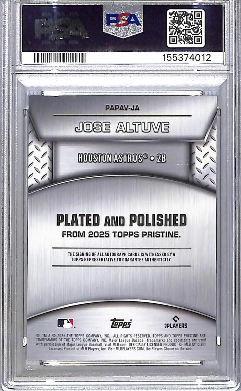 2025 Topps Pristine Plated and Polished #PAPAV-JA Jose Altuve PSA 9 MINT Auto 40/99 Houston Astros - Baseball Card