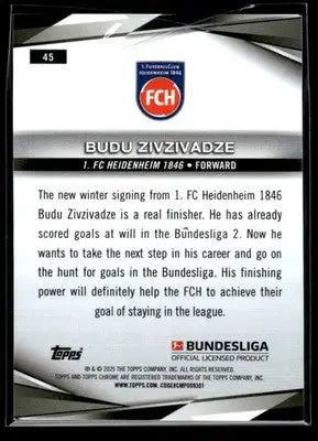2025 Topps Sapphire Edition Bundesliga #45 Budu Zivzivadze Green Sapphire #/99