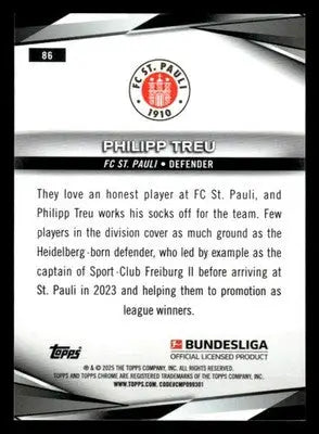 2025 Topps Sapphire Edition Bundesliga #86 Philipp Treu - Soccer Card Single