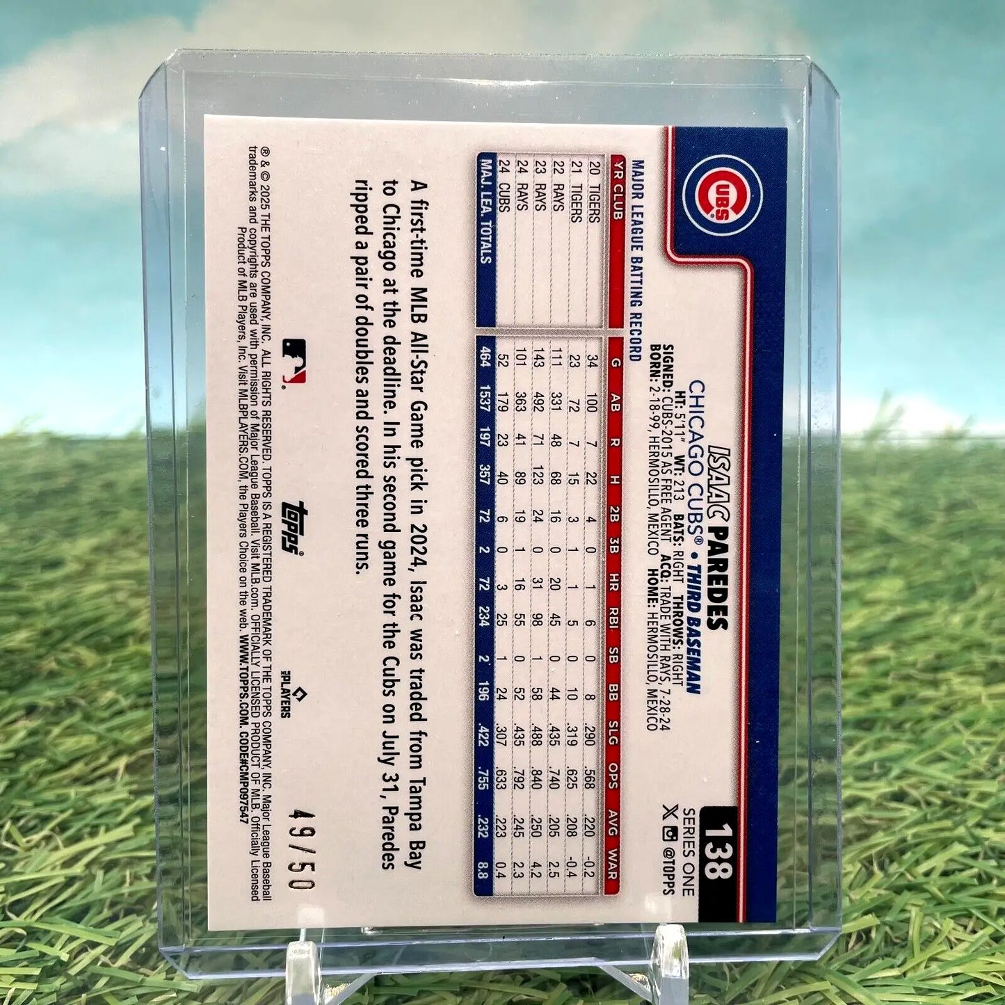 2025 Topps Series One Isaac Paredes Canvas Parallel /50 Chicago Cubs - Baseball Card Single