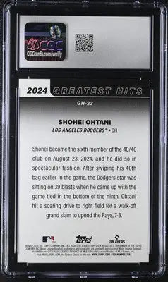 Shohei Ohtani 2024 Greatest Hits baseball card with pink foil finish CGC 9