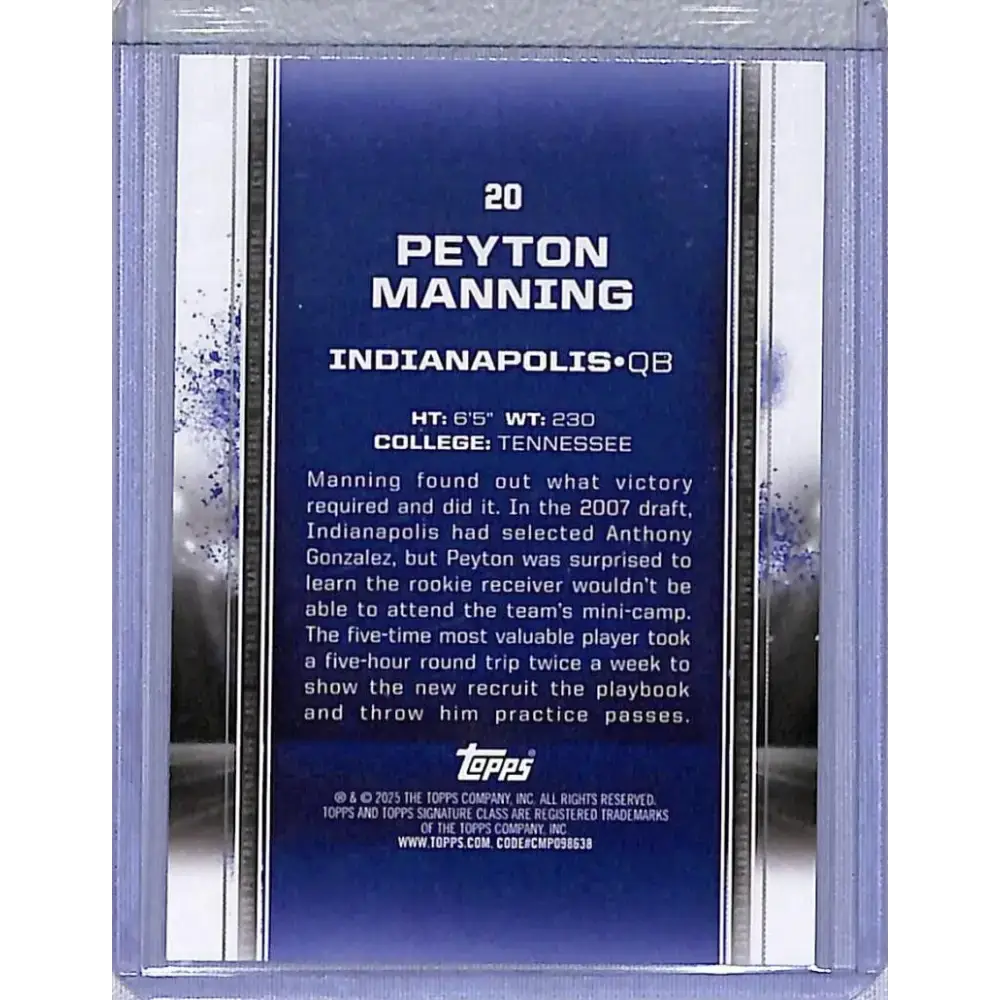 2025 Topps Signature Class #20 Peyton Manning NM-MT Indianapolis Colts - Football Card Single