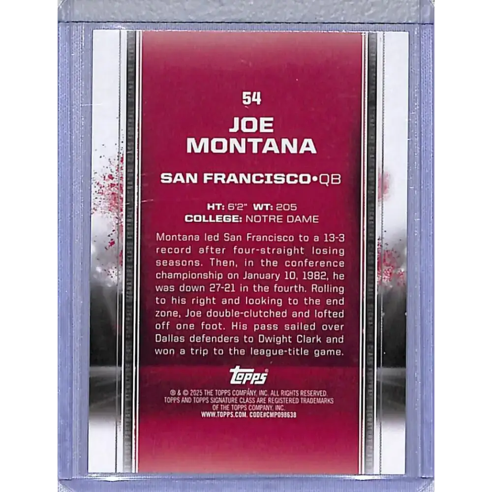 2025 Topps Signature Class #54 Joe Montana NM-MT San Francisco 49ers - Football Card Single