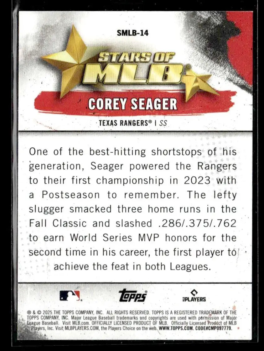 2025 Topps #SMLB-14 Corey Seager Stars of MLB - Baseball Card Single