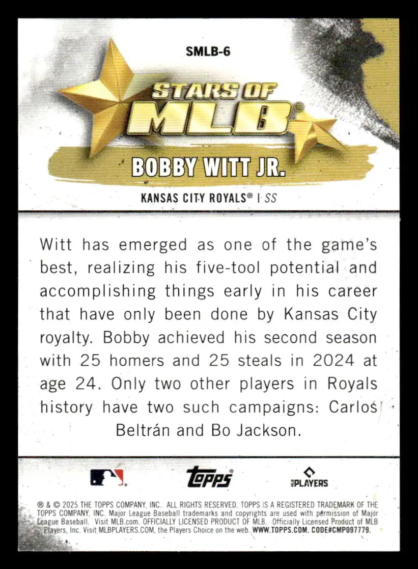 2025 Topps #SMLB-6 Bobby Witt Jr. Stars of MLB - Baseball Card Single