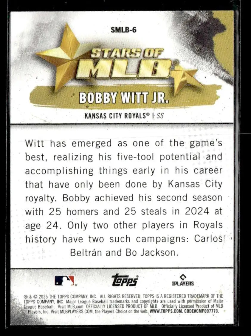 2025 Topps #SMLB-6 Bobby Witt Jr. Stars of MLB - Baseball Card Single