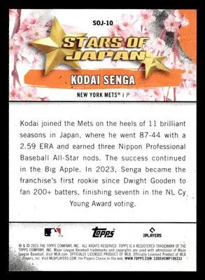 2025 Topps #SOJ-10 Kodai Senga Stars of Japan - Baseball Card Single