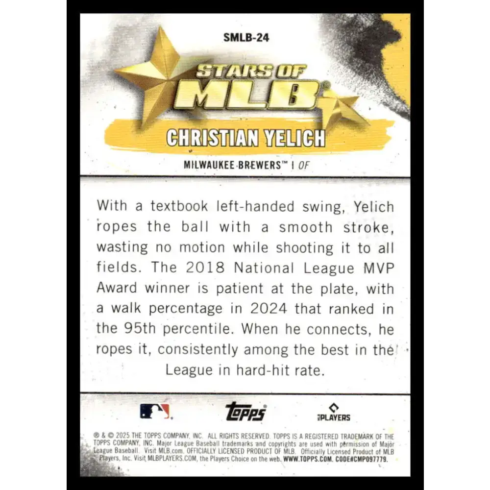 2025 Topps Stars of MLB #SMLB-24 Christian Yelich NM-MT Milwaukee Brewers Baseball Card - Baseball Card Single