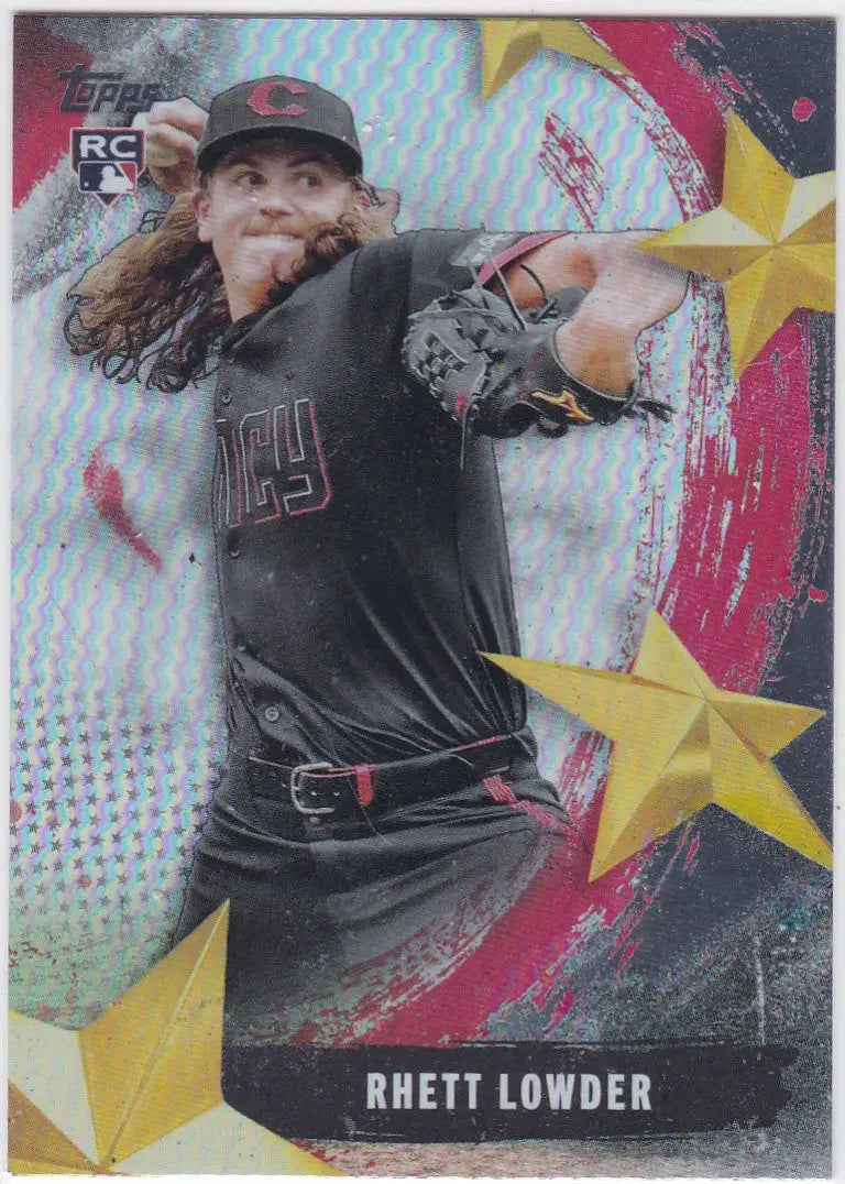 Baseball trading card of Rhett Lowder RC Cincinnati Reds from 2025 Topps Stars of the MLB