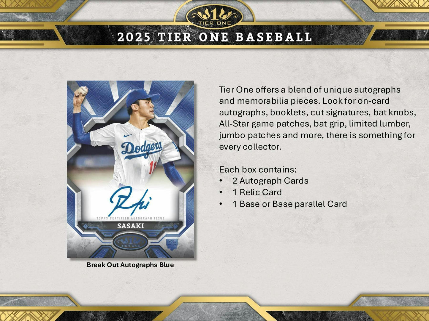 2025 Topps Tier One Baseball Hobby Box | Columbia Sports Cards