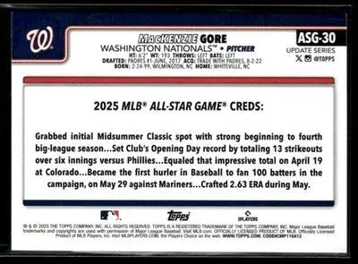 2025 Topps Update - 2025 All-Star Game MacKenzie Gore #ASG-30 Nationals