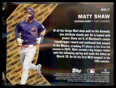 2025 Topps Update Topps Black Gold #BG-7 Matt Shaw - Baseball Card Single
