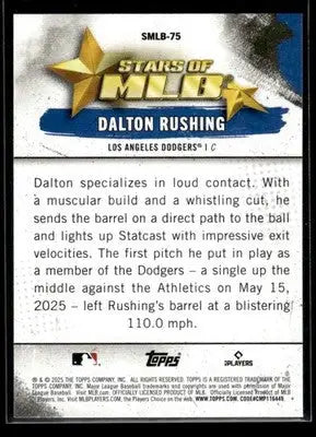 2025 Topps Update Dalton Rushing #SMLB-75 Stars of MLB Los Angeles Dodgers