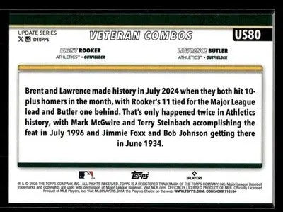 2025 Topps Update Lawrence Butler / Brent Rooker #US80 Athletics