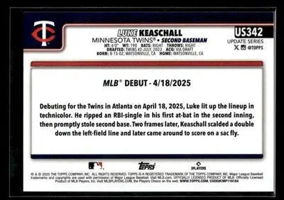 2025 Topps Update Luke Keaschall #US342 Minnesota Twins