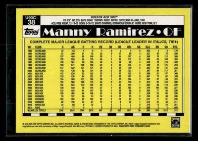 2025 Topps Update Manny Ramirez #U90C-38 1990 35th Anniversary Chrome Red Sox