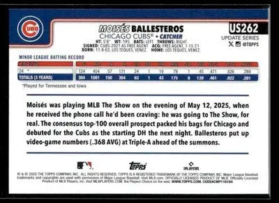 2025 Topps Update Moisés Ballesteros #US262 RC Chicago Cubs