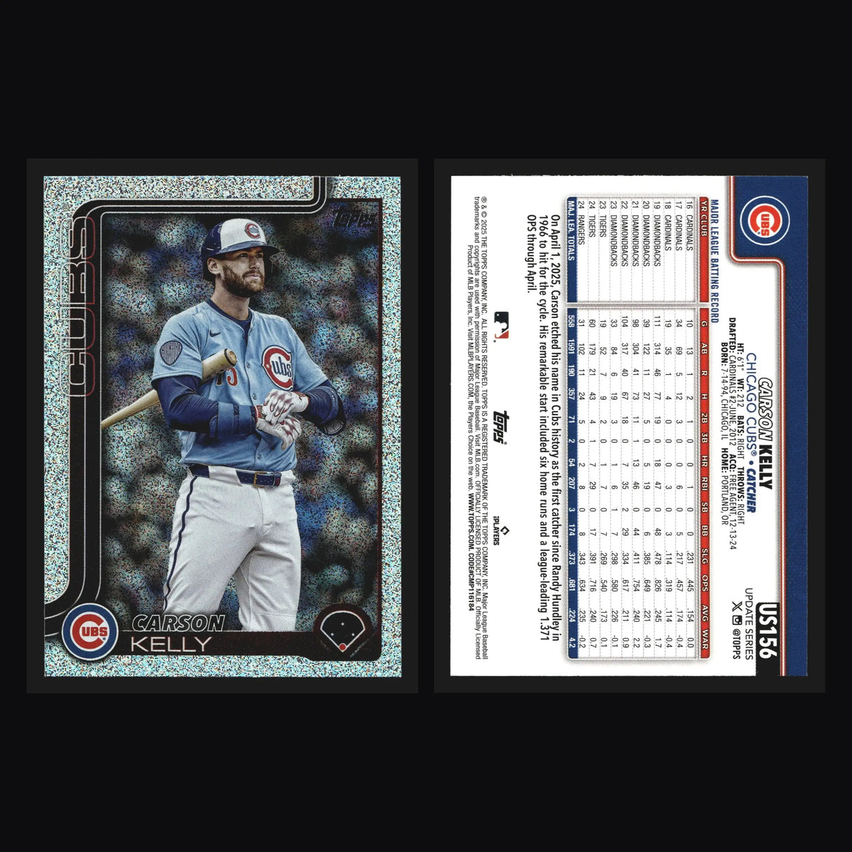 2025 Topps Update #US156 Carson Kelly Sand Glitter Foil Chicago Cubs - Baseball Card Single
