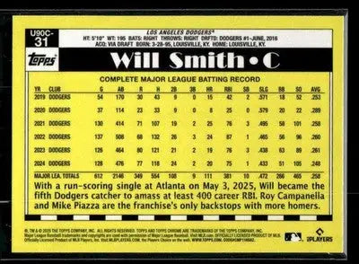 2025 Topps Update Will Smith #U90C-31 1990 35th Anniversary Chrome Dodgers