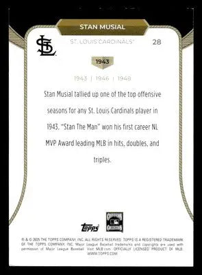 2025 Topps Welcome to the Club: 3 Times MVP #28 Stan Musial - Baseball Card Single