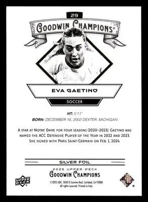 2025 Upper Deck Goodwin Champions #29 Eva Gaetino Silver Foil - Soccer Card Single